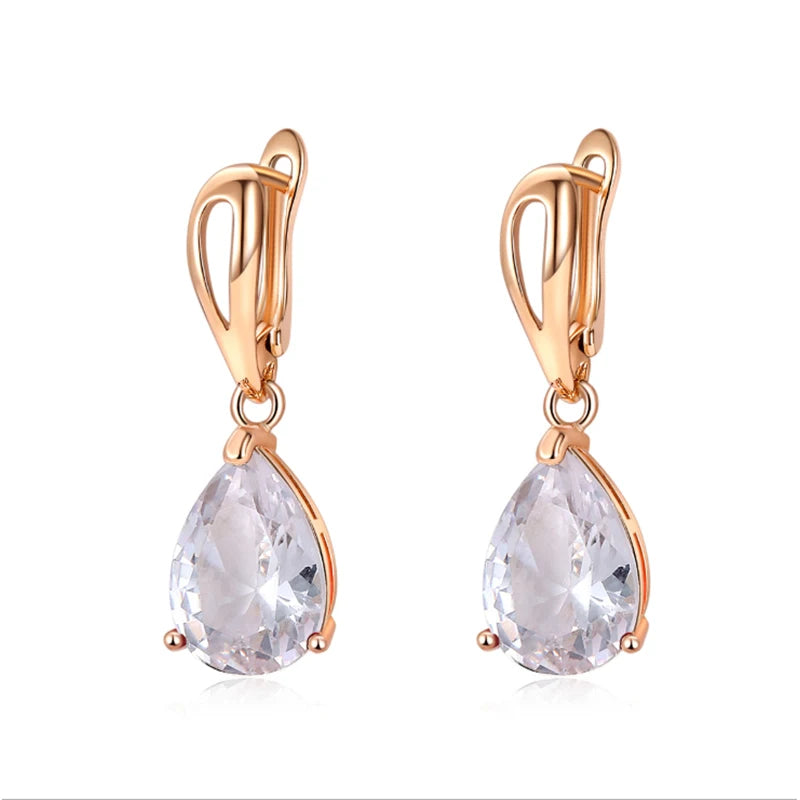 HUAMI Water Drop Crystal Pendant Earrings Fashion Zircon Earrings Luxury Jewelry for Women Wedding Party Valentine's Girls Gifts