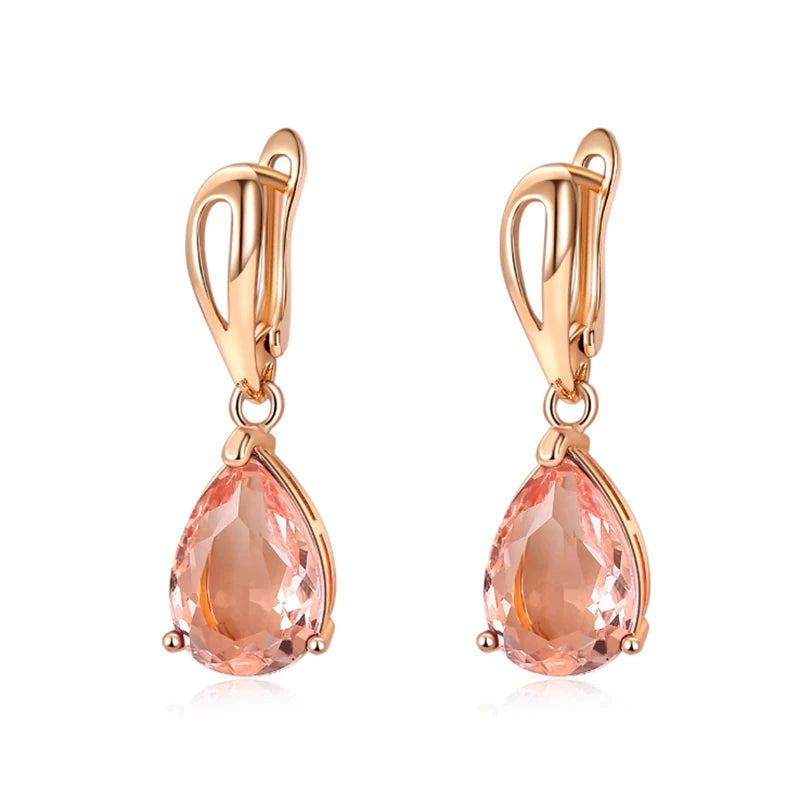 HUAMI Water Drop Crystal Pendant Earrings Fashion Zircon Earrings Luxury Jewelry for Women Wedding Party Valentine's Girls Gifts