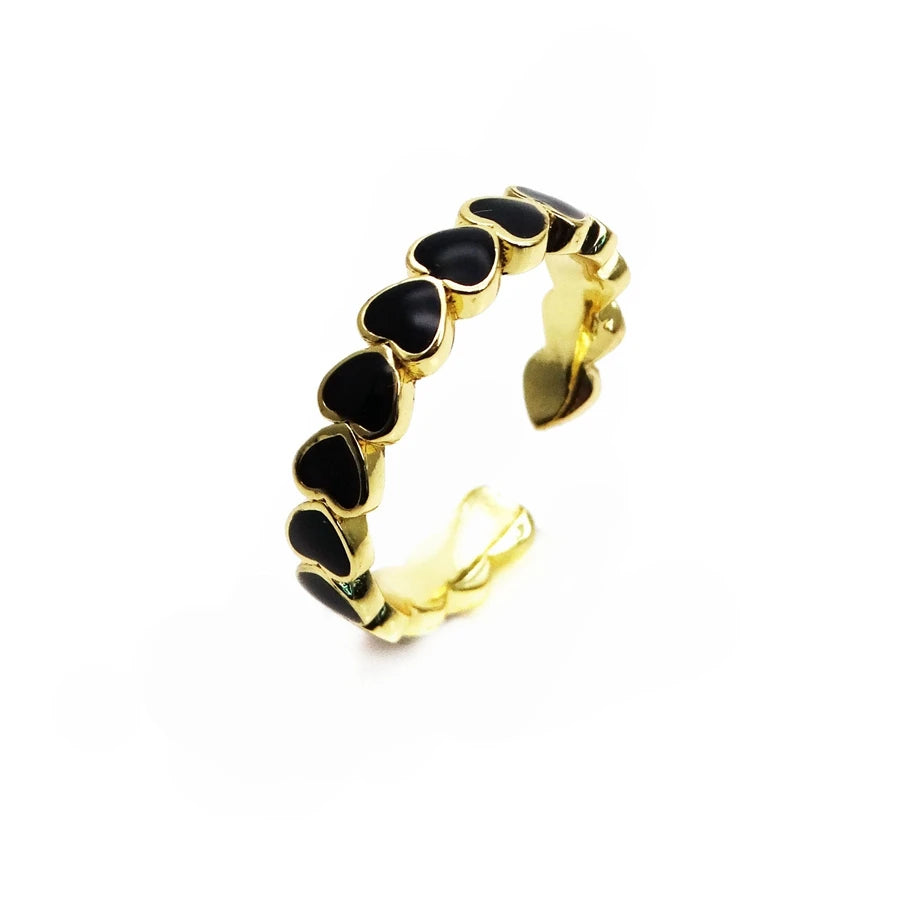 Opening adjustable ring loving heart rings Copper Zircon Drip paint color Rings love connection ring for women Party Jewelry