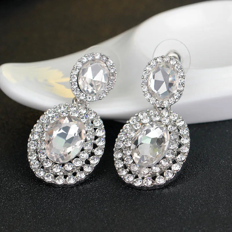 TREAZY Brincos Crystal Drop Earrings for Women Statement Fashion Costume Jewelry Women Black Geometry Vintage Earrings Pendiente