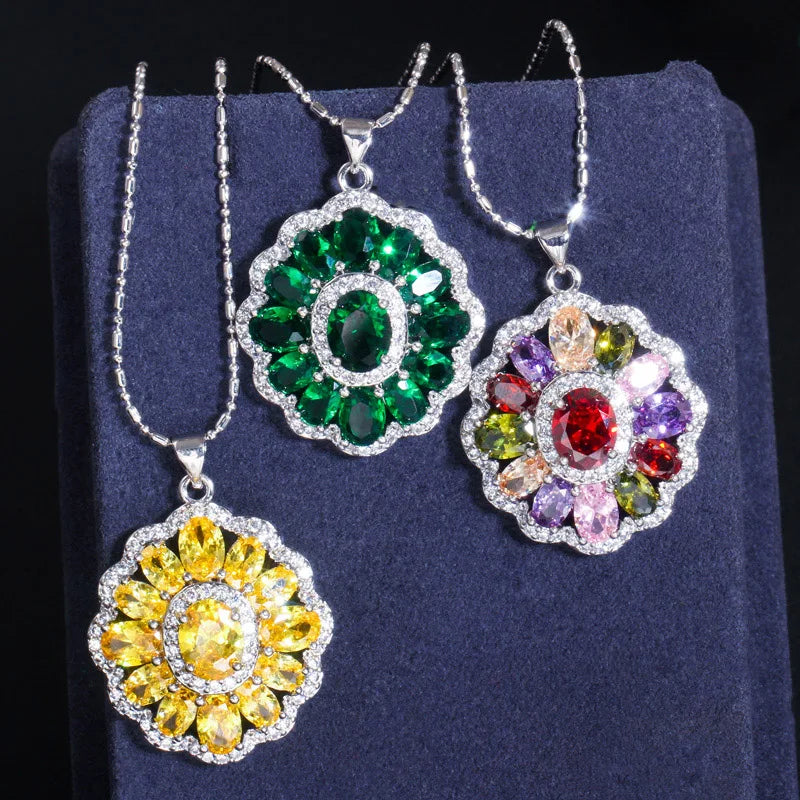 ThreeGraces Romantic Purple Cubic Zirconia Crystal Chic Earrings Pendant Necklace Ring for Women Party Banquet Jewerly JS512