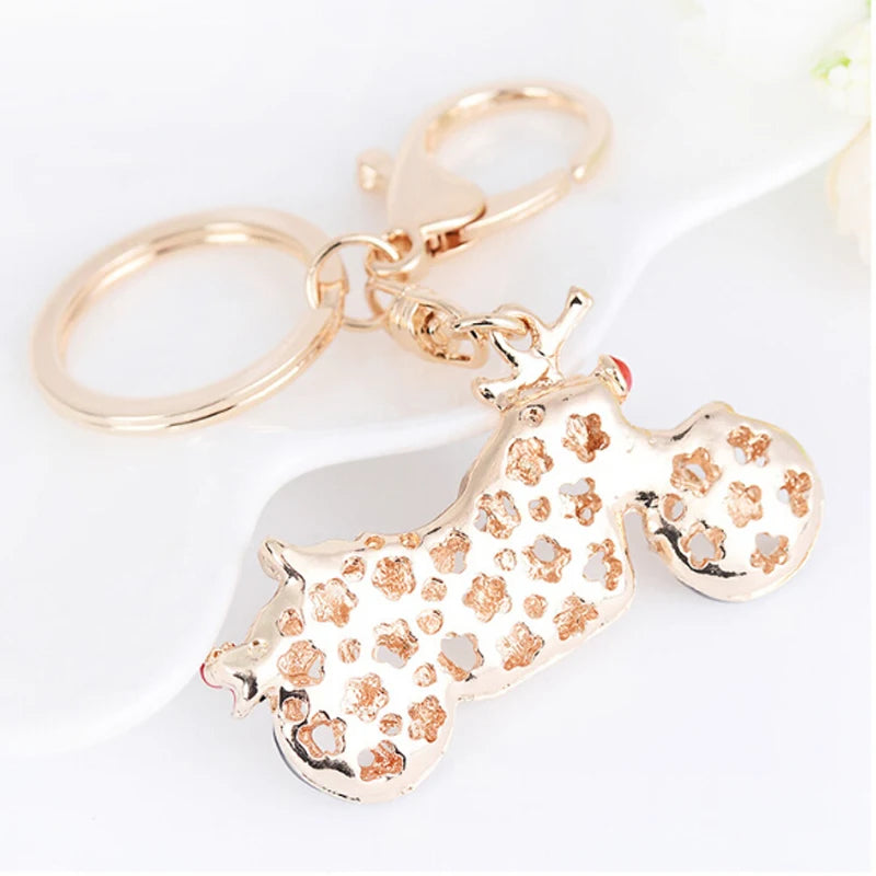 New Fashion Car Motorcycle Rhinestone Crystal Keychain Metal Alloy Key Chains Holder Handbag Car Keyrings Keychains For Women Me