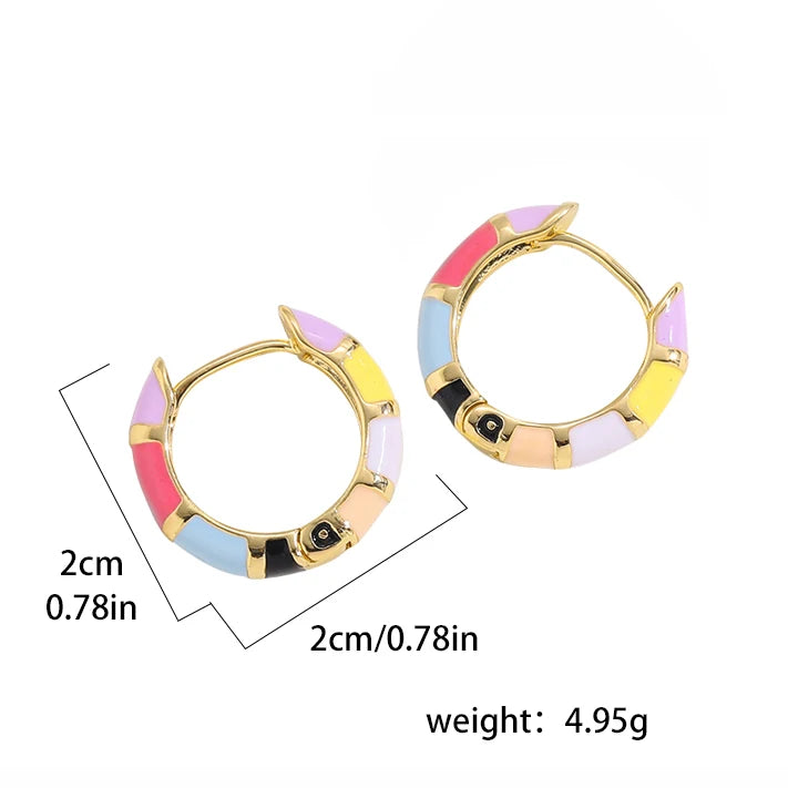 Mini Lovely Enamel Rainbow Round Circle Hoop Earrings for Women Fashion Colorful Huggie Hoops Piercing Pendientes Jewelry Gifts