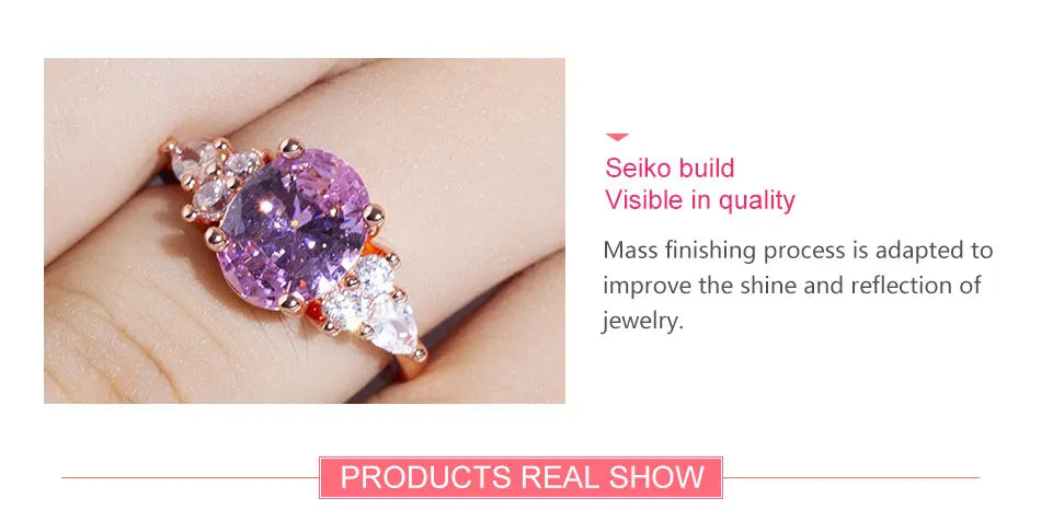 ZDADAN 925 Sterling Silver Pink Crystal Ring For Women Fashion Party Jewelry Wholesale