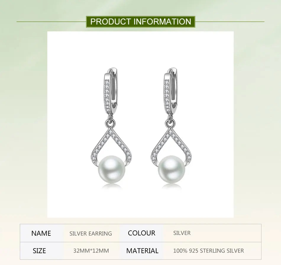 ZDADAN 925 Sterling Silver Pearl Drop Shape CZ Dangle Earrings For Women Fashion Wedding Jewelry Party Gift Wholesale