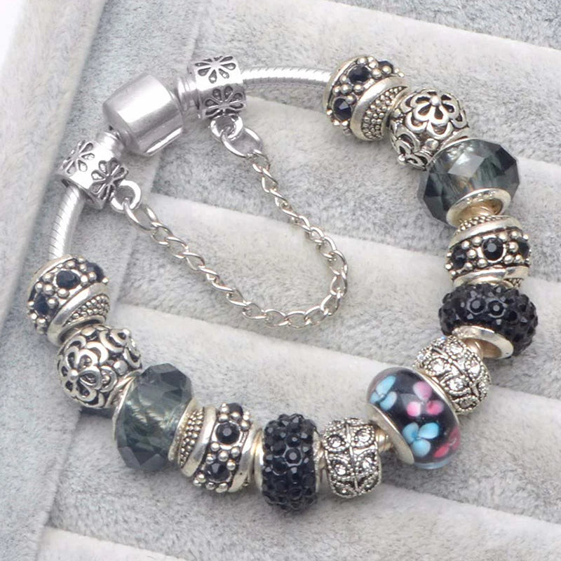 Luxury Crystal Flower Charm Bracelets & Bangles Gold Beads Bracelets For Women Jewellery Pulseira Feminina 2021 New Year Gift