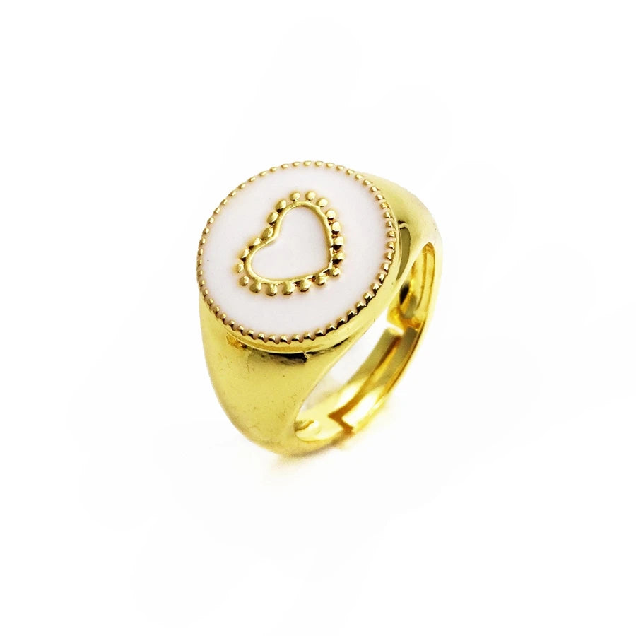 Opening adjustable ring loving heart rings Copper Zircon Drip paint color Rings love round ring for women Party Jewelry