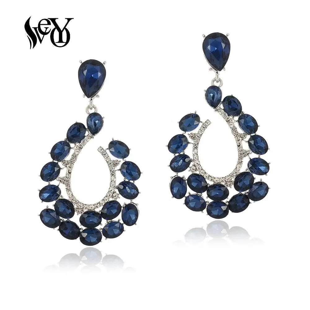 VEYO Classic Hollow Crystal Drop Earrings Luxury Symmetrical Earrings Fashion Jewelry For Woman High Quality