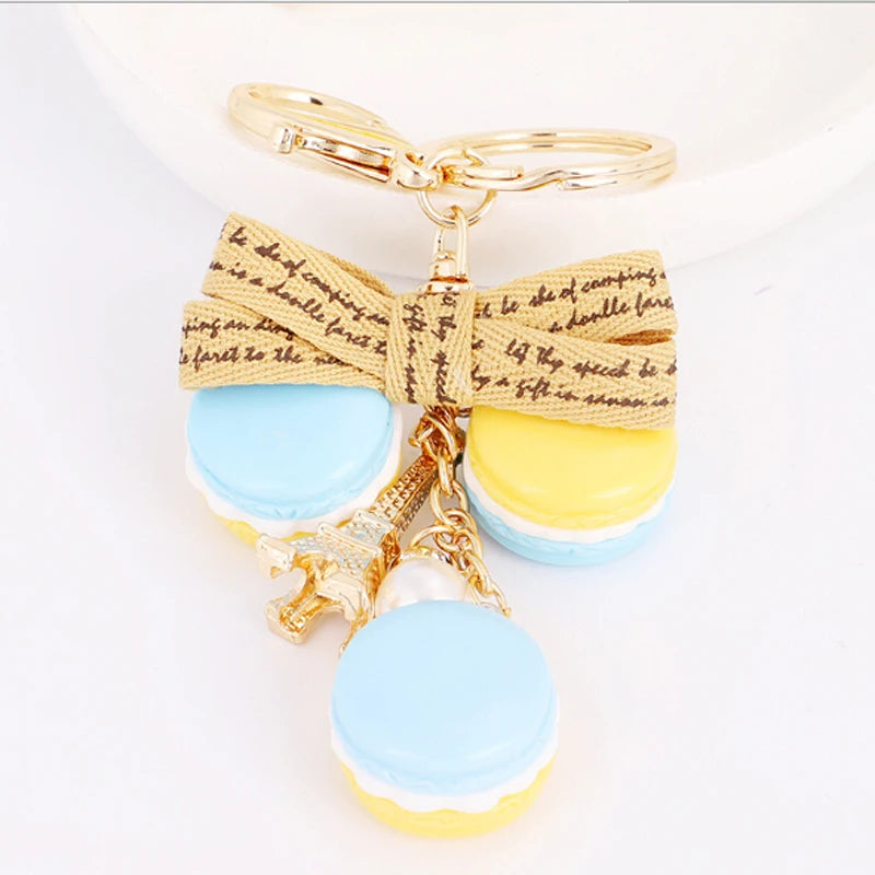EASYA France Paris Cute Macaroon Effiel Tower Macarons Keychain Colorful Keyring Bag Pendant Car Charm Key Holder