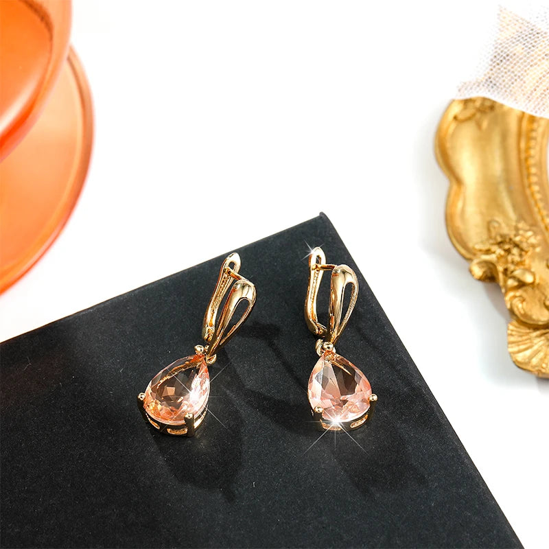 HUAMI Water Drop Crystal Pendant Earrings Fashion Zircon Earrings Luxury Jewelry for Women Wedding Party Valentine's Girls Gifts