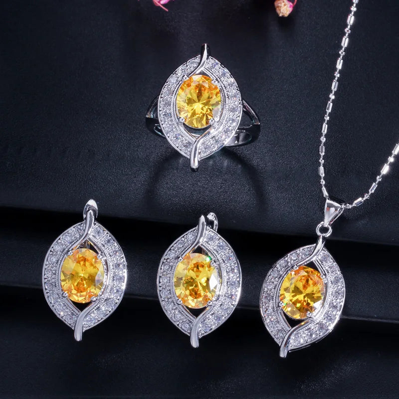 ThreeGraces 3pcs New Trendy Shiny Red Cubic Zirconia Fashion Earrings Necklace Ring Bridal Party Jewelry Set for Women JS707
