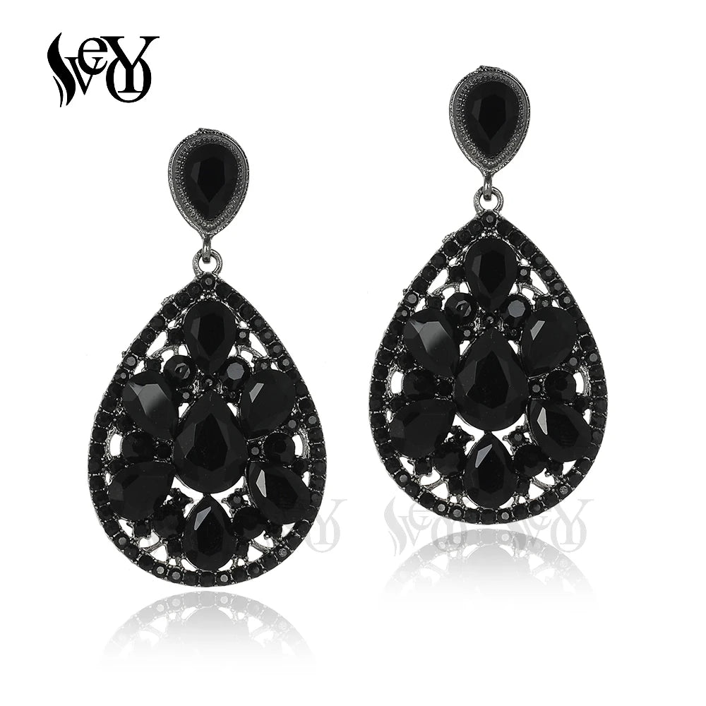 VEYO Vintage Elegant Crystal Rhinestone Drop Earrings Bridal Dangle Earrings for Women Fashion Jewelry