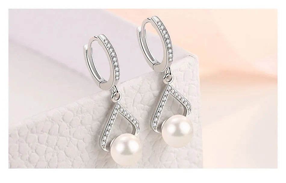 ZDADAN 925 Sterling Silver Pearl Drop Shape CZ Dangle Earrings For Women Fashion Wedding Jewelry Party Gift Wholesale