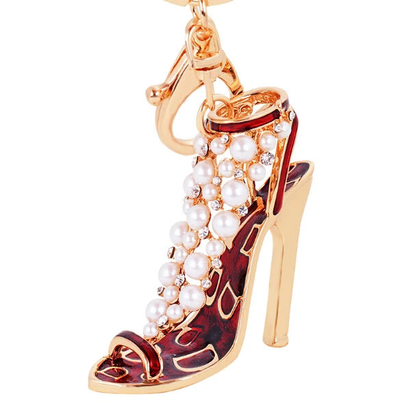 New Shining Rhinestone Crystal High Heels Shoes Keychain Women Lovely Meter Alloy Handbag Car Chains Holder Key Ring Gift