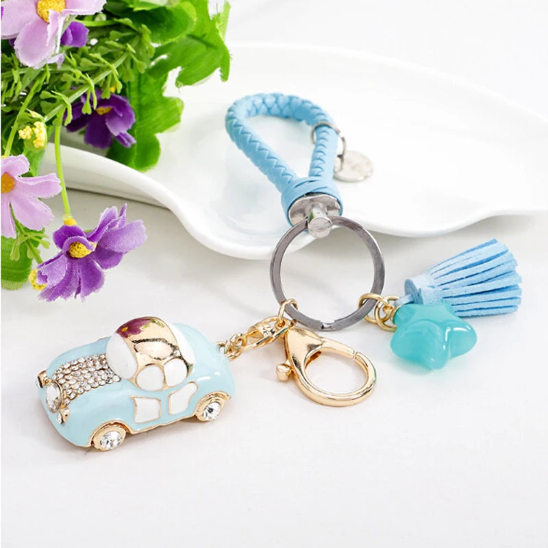 New Fashion Car Motorcycle Rhinestone Crystal Keychain Metal Alloy Key Chains Holder Handbag Car Keyrings Keychains For Women Me