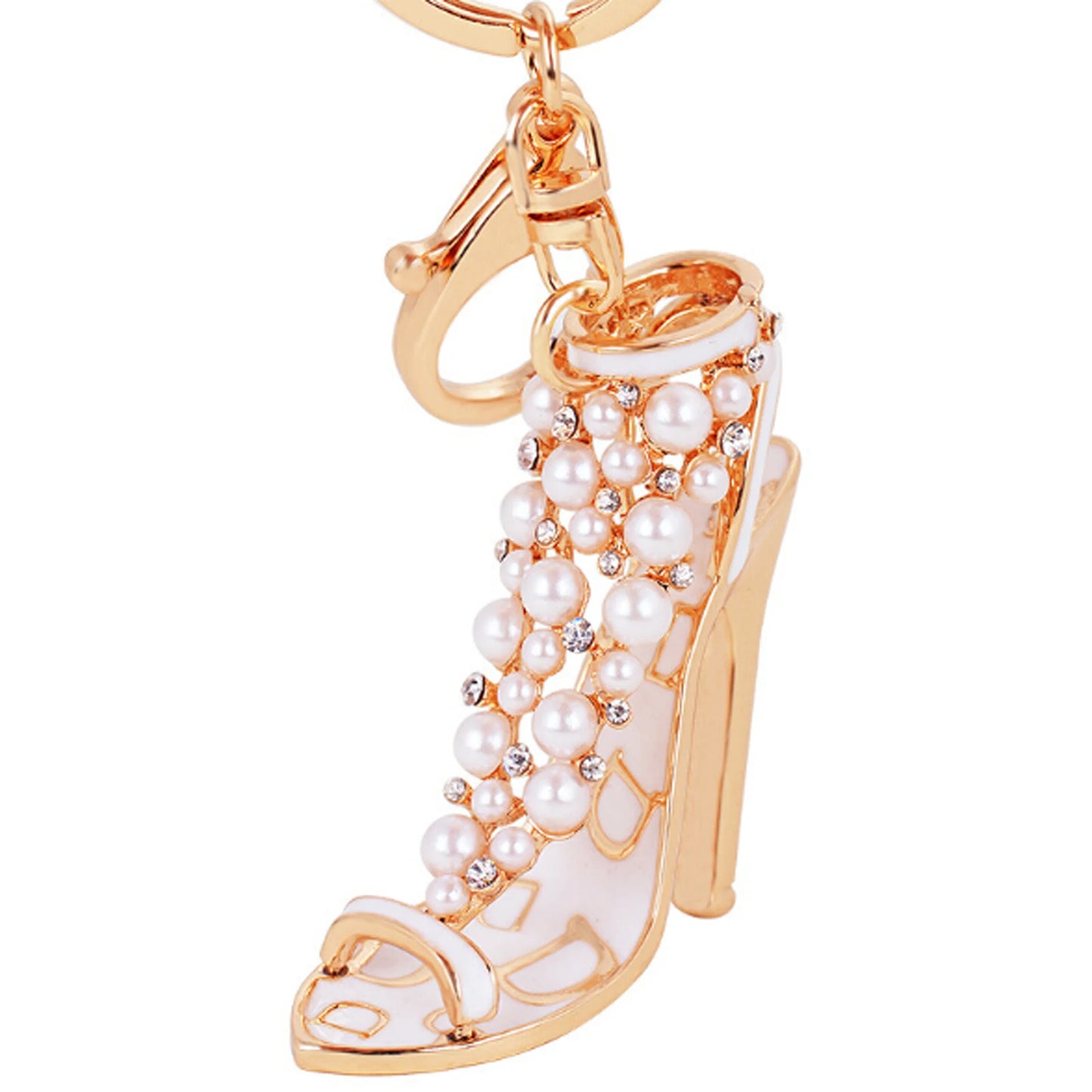 New Shining Rhinestone Crystal High Heels Shoes Keychain Women Lovely Meter Alloy Handbag Car Chains Holder Key Ring Gift