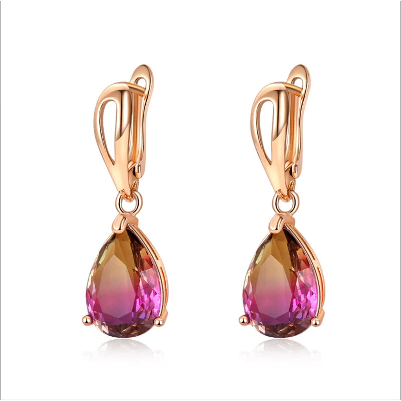 HUAMI Water Drop Crystal Pendant Earrings Fashion Zircon Earrings Luxury Jewelry for Women Wedding Party Valentine's Girls Gifts
