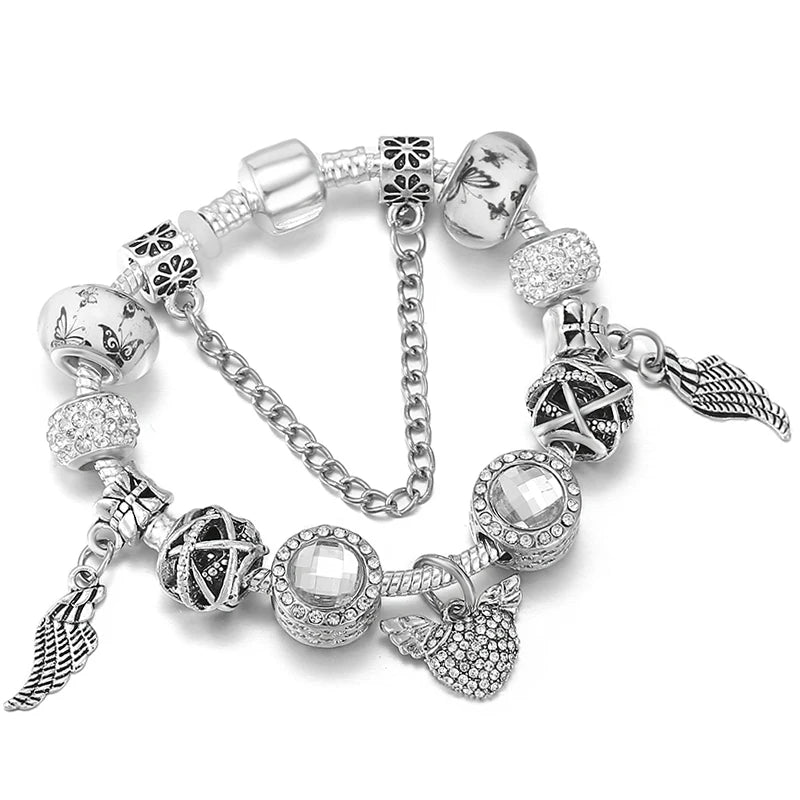 Luxury Crystal Flower Charm Bracelets & Bangles Gold Beads Bracelets For Women Jewellery Pulseira Feminina 2021 New Year Gift