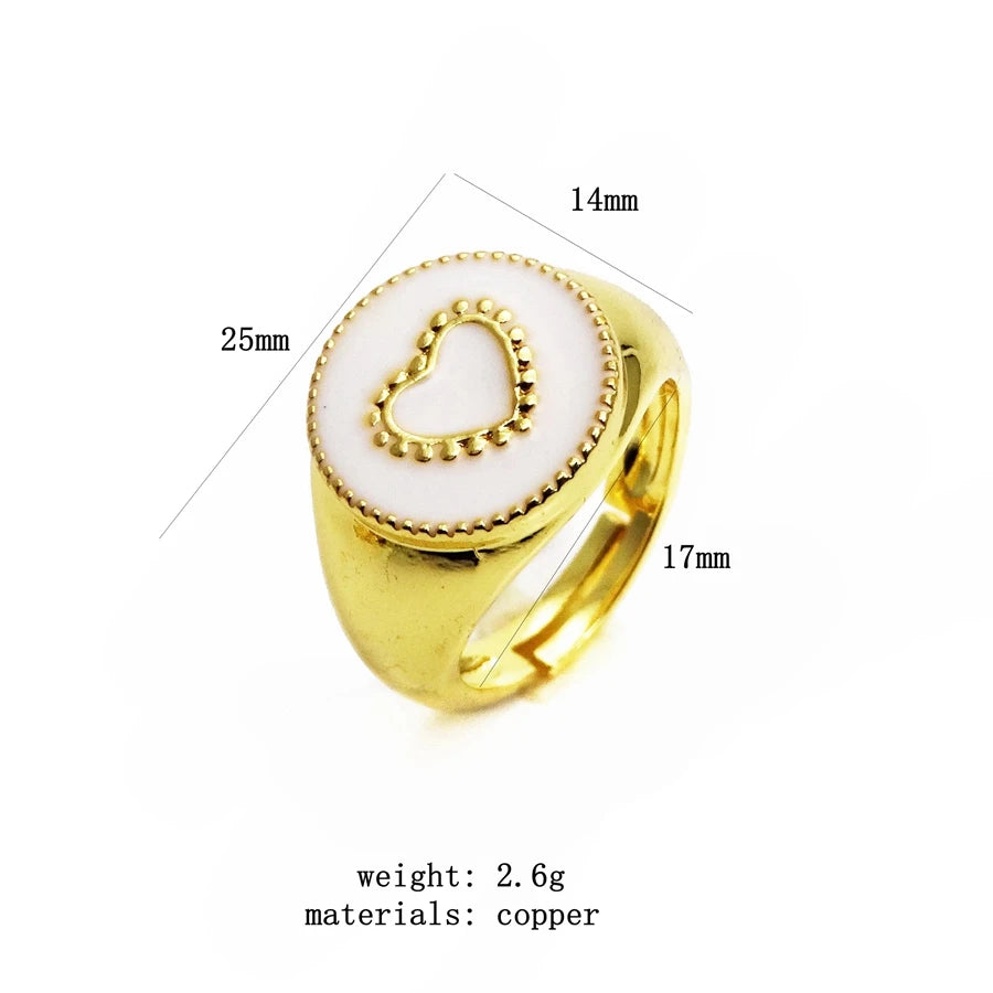 Opening adjustable ring loving heart rings Copper Zircon Drip paint color Rings love round ring for women Party Jewelry