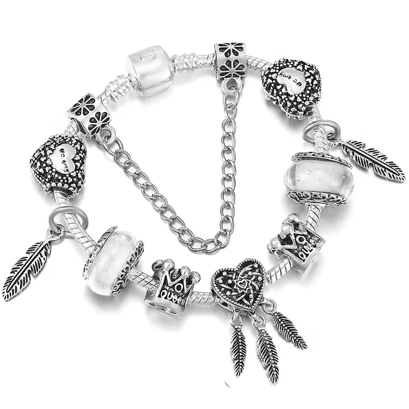 Luxury Crystal Flower Charm Bracelets & Bangles Gold Beads Bracelets For Women Jewellery Pulseira Feminina 2021 New Year Gift