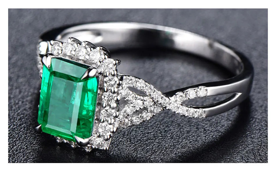 ZDADAN 925 Sterling Silver Charm Emerald Ring For Women Fashion Party Jewelry Engagement Gift