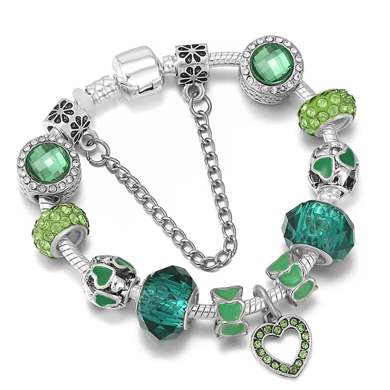 Luxury Crystal Flower Charm Bracelets & Bangles Gold Beads Bracelets For Women Jewellery Pulseira Feminina 2021 New Year Gift