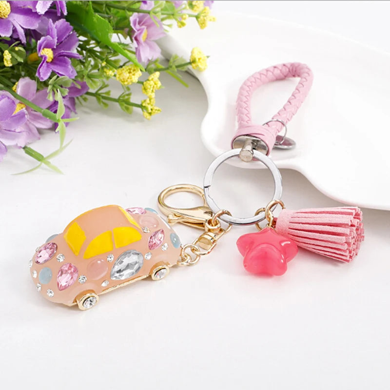 New Fashion Car Motorcycle Rhinestone Crystal Keychain Metal Alloy Key Chains Holder Handbag Car Keyrings Keychains For Women Me