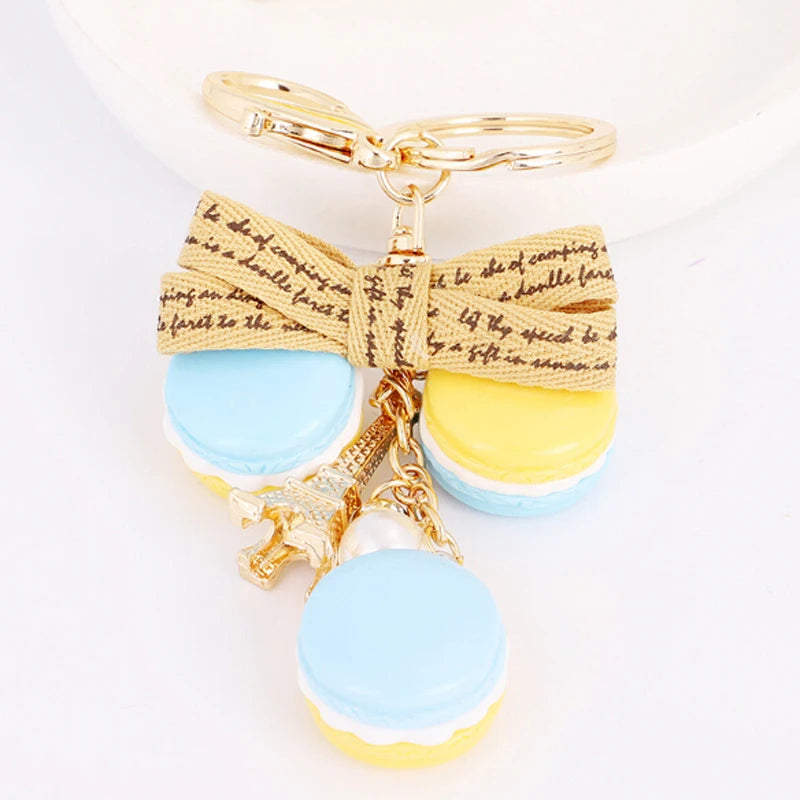 EASYA France Paris Cute Macaroon Effiel Tower Macarons Keychain Colorful Keyring Bag Pendant Car Charm Key Holder