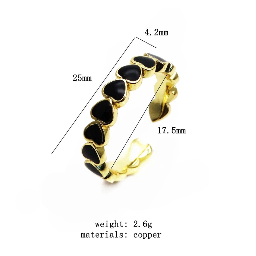 Opening adjustable ring loving heart rings Copper Zircon Drip paint color Rings love connection ring for women Party Jewelry