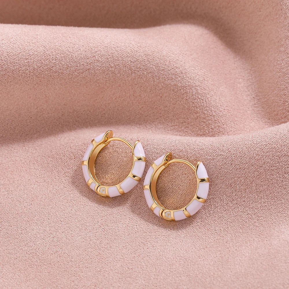 Mini Lovely Enamel Rainbow Round Circle Hoop Earrings for Women Fashion Colorful Huggie Hoops Piercing Pendientes Jewelry Gifts