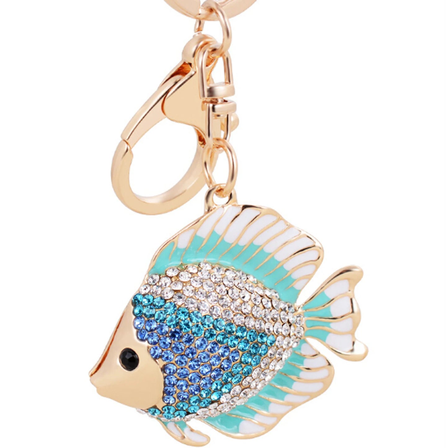 Fashion Rhinestone Crystal Metal Keychain Lovely Cartoon Marine Style Tortoise Fish Dolphin Keyring HandBag Car Pendant Gift