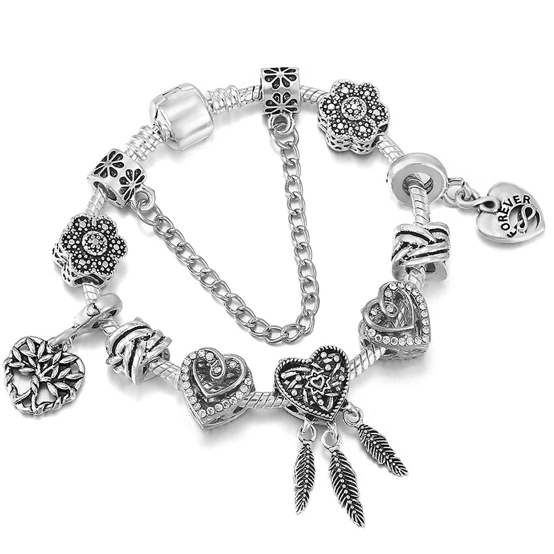 Luxury Crystal Flower Charm Bracelets & Bangles Gold Beads Bracelets For Women Jewellery Pulseira Feminina 2021 New Year Gift