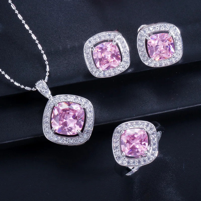 ThreeGraces Summer Yellow Cubic Zirconia Crystal Necklace Earrings and Ring Sets Fashion Austrian Ladies Party  Jewelry  JS190