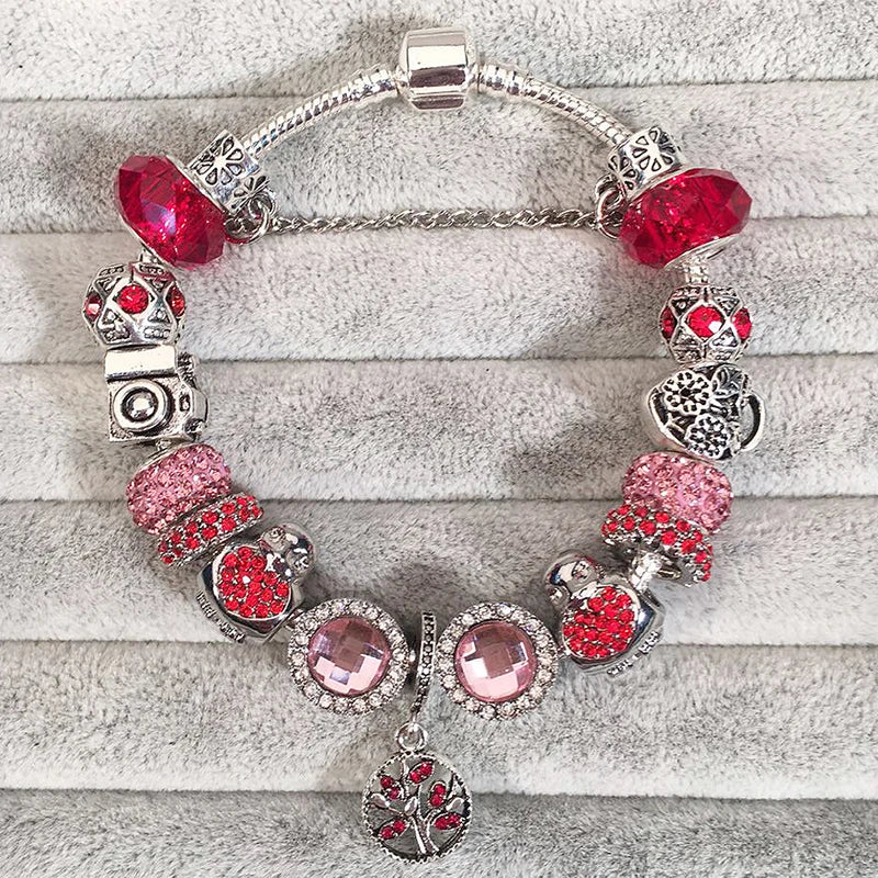 Luxury Crystal Flower Charm Bracelets & Bangles Gold Beads Bracelets For Women Jewellery Pulseira Feminina 2021 New Year Gift