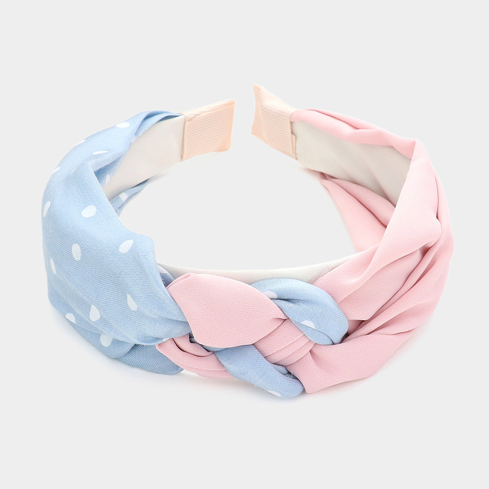 Polka Dot Patterned Braided Headband
