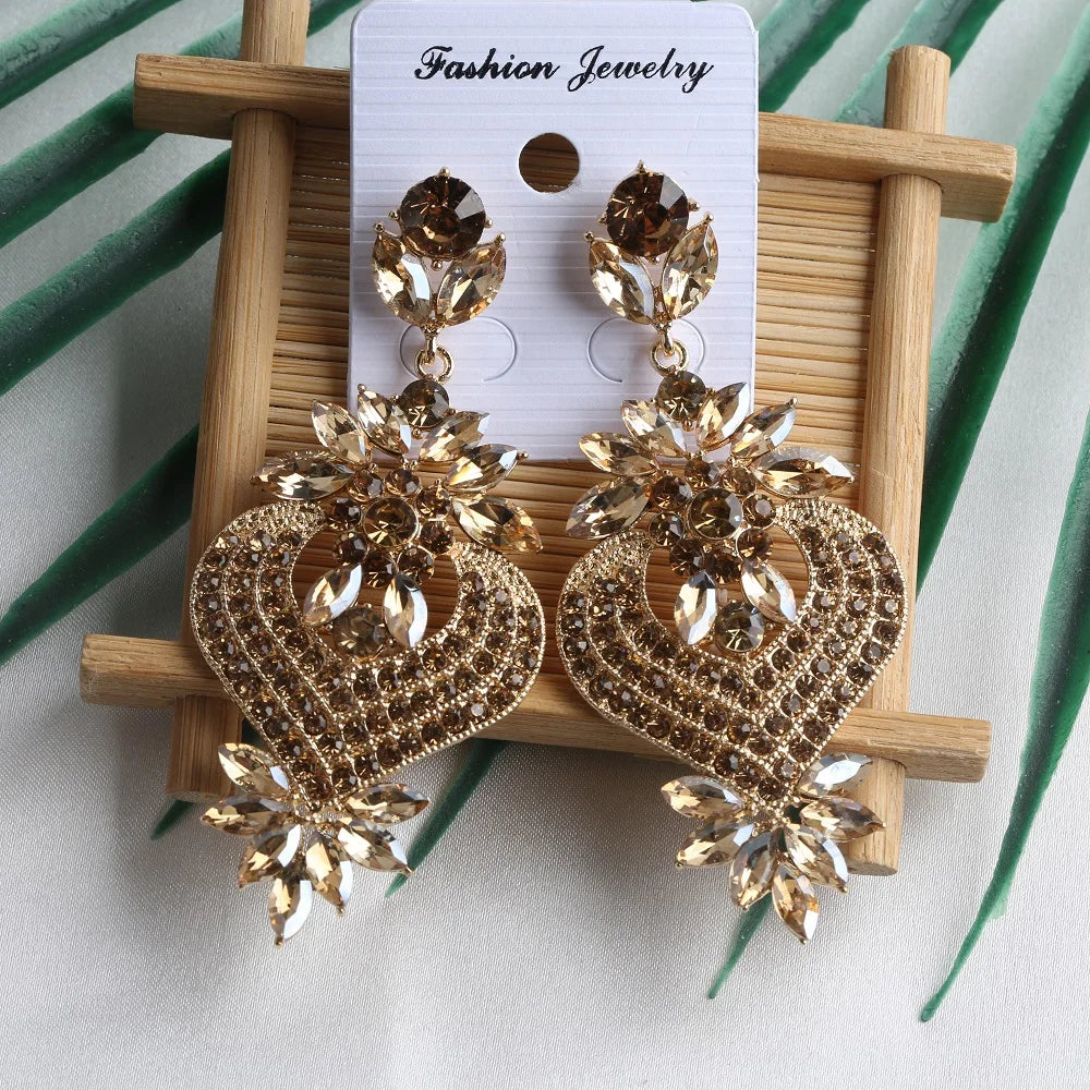 VEYO Heart shape Luxury Crystal Earrings for Women Fashion Jewelry Hyperbole Rhinestone Drop Earrings New