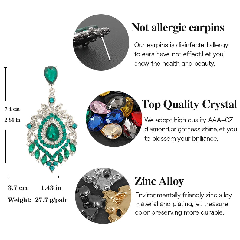 VEYO Luxury Full Rhinestone Crystal Drop Earrings for Women Vintage Dangle Earrings Fashion Jewelry New Gift