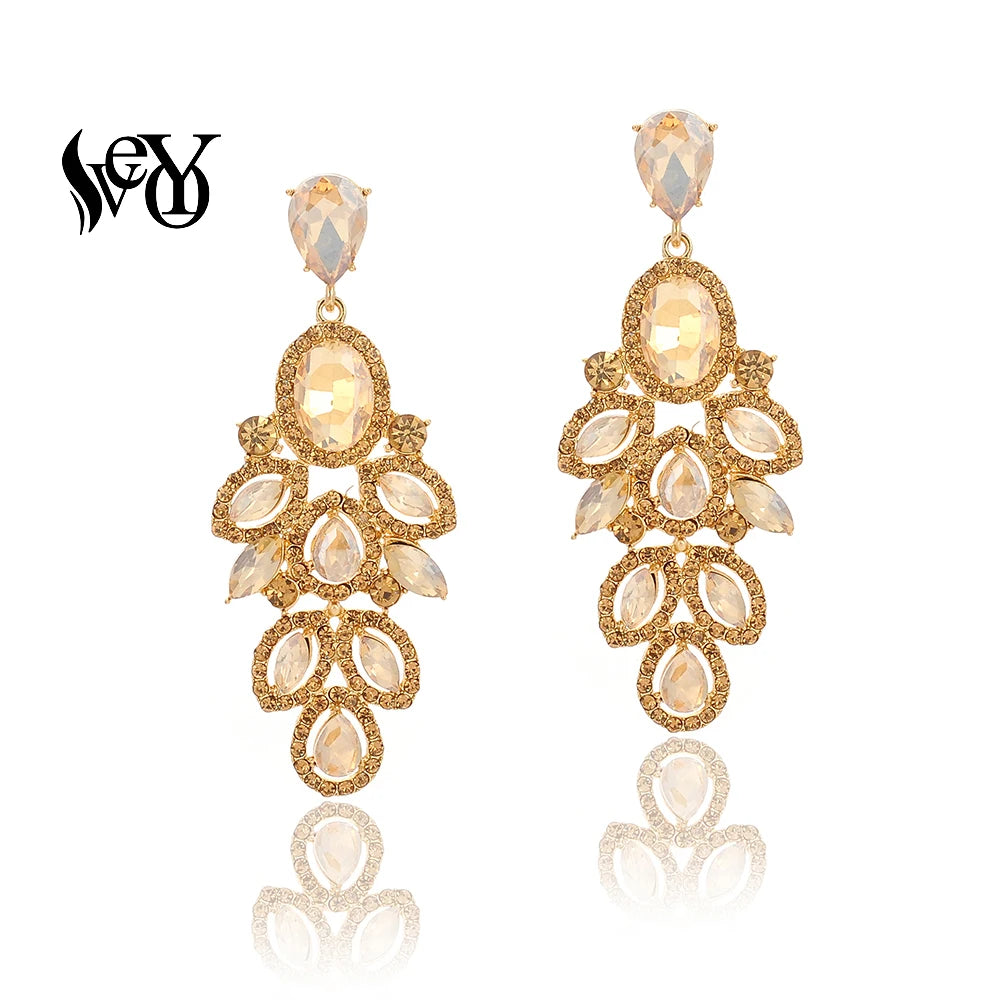 VEYO Luxury Vintage Crystal Drop Earrings Bridal wedding Earrings for Women Fashion Jewelry New