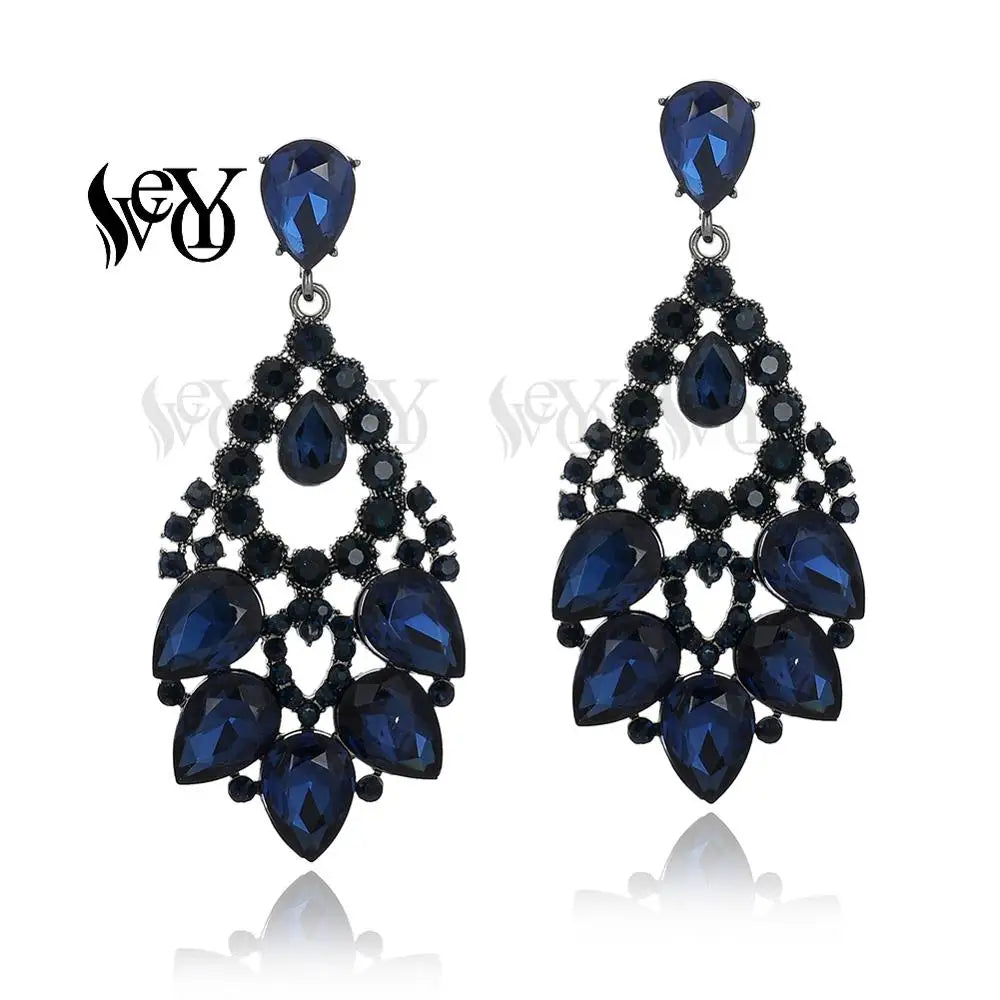 VEYO Luxury Hyperbole Crystal Classic Hollow out design Drop Earrings for Women Gift