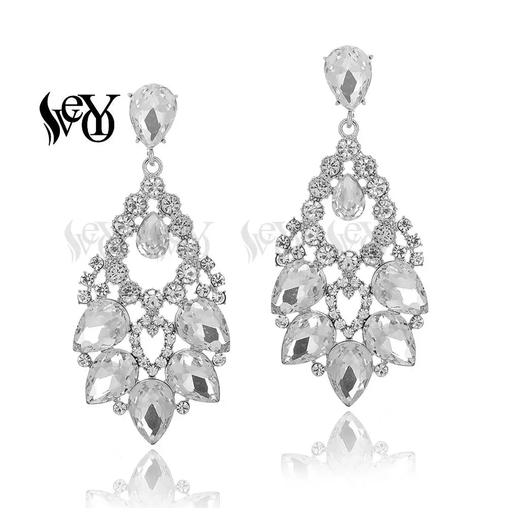 VEYO Luxury Hyperbole Crystal Classic Hollow out design Drop Earrings for Women Gift