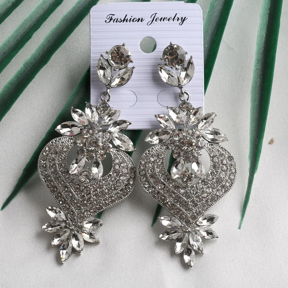 VEYO Heart shape Luxury Crystal Earrings for Women Fashion Jewelry Hyperbole Rhinestone Drop Earrings New