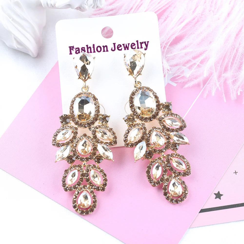VEYO Luxury Vintage Crystal Drop Earrings Bridal wedding Earrings for Women Fashion Jewelry New