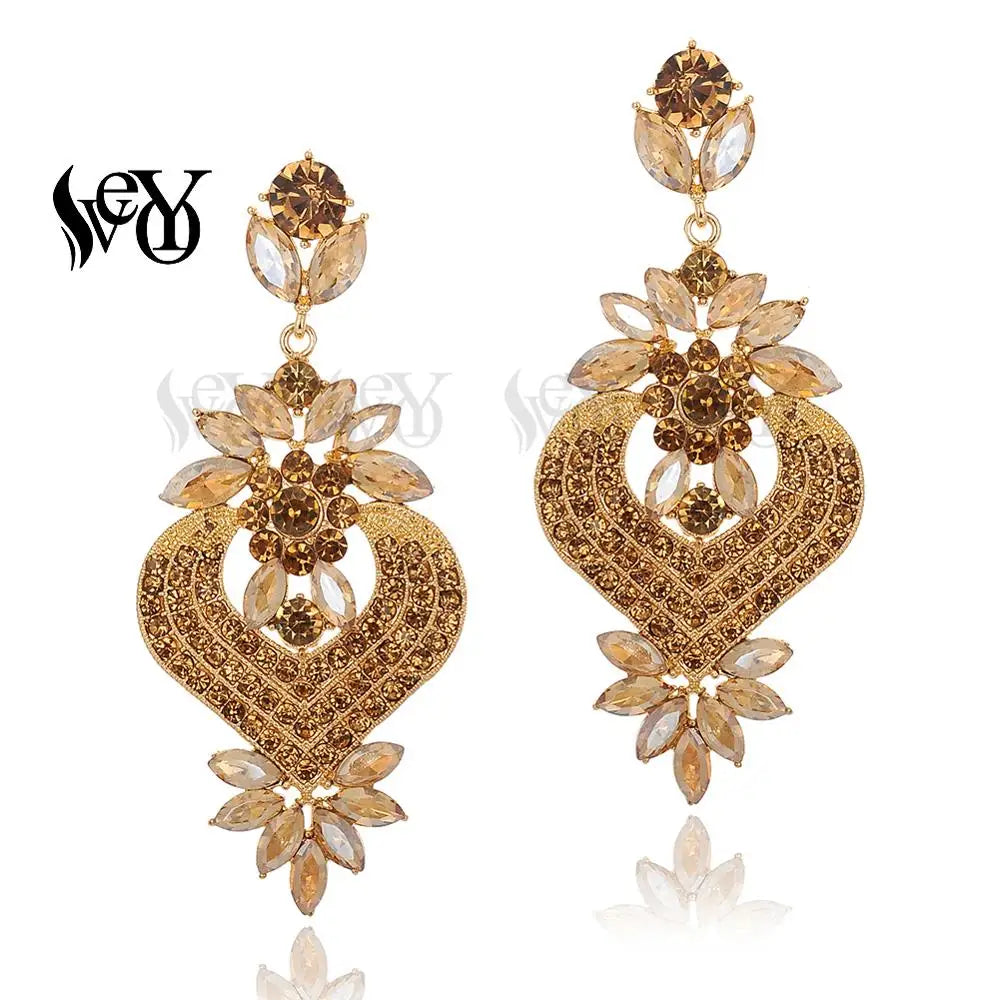 VEYO Heart shape Luxury Crystal Earrings for Women Fashion Jewelry Hyperbole Rhinestone Drop Earrings New