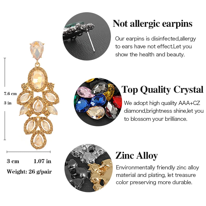 VEYO Luxury Vintage Crystal Drop Earrings Bridal wedding Earrings for Women Fashion Jewelry New