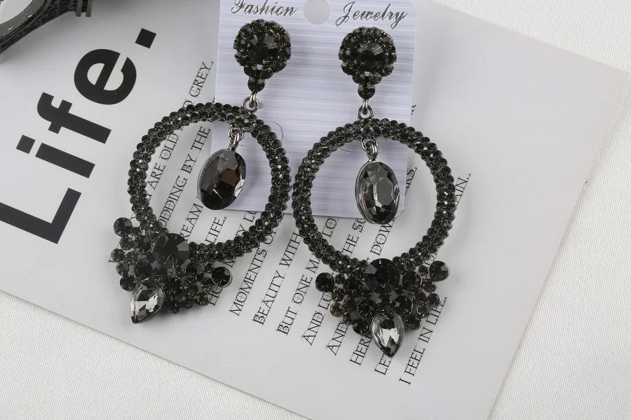 VEYO Luxury Crystal Earrings for Women Round Rhinestone Hollow out Drop Earrings New Arrival