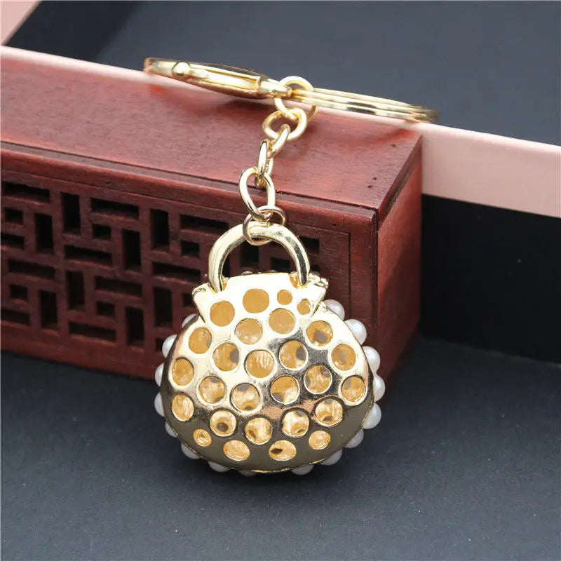 Fashion key chains key rings Metal Charm Pearl Bag Key Chain Tassel Key Ring Car Bag Keychain For Women Jewelry Accessories Gift