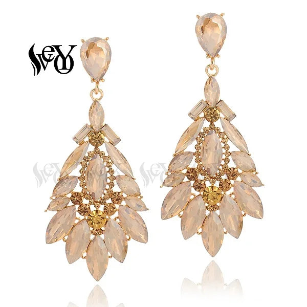 VEYO Classic Luxury Crystal Drop Earrings for Women 4 color Fashion Jewelry Gift