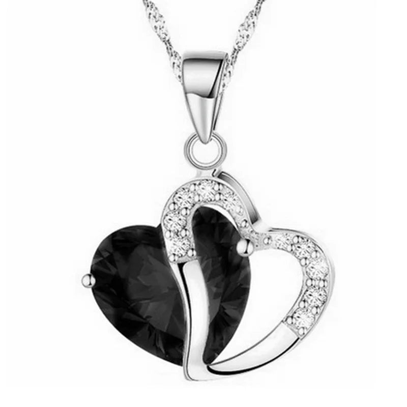 Romantic Crystal Heart shape Pendant necklaces For women Rhinestone chains Choker Fashion Love Jewelry