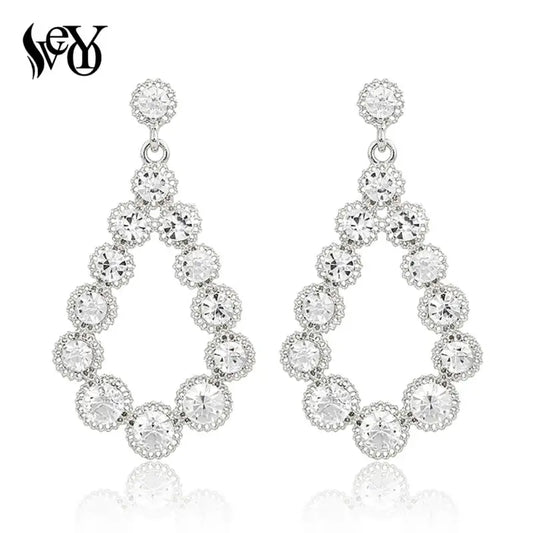 VEYO Rhinestone Drop Earrings for Women Vintage Hollow Dangle Earrings Fashion Jewelry New Gift