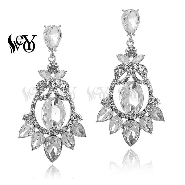 VEYO Elegant Luxury Crystal Drop Earrings for Women Round AAA Rhinestone Drop Earrings Fashion Jewelry New Arrival